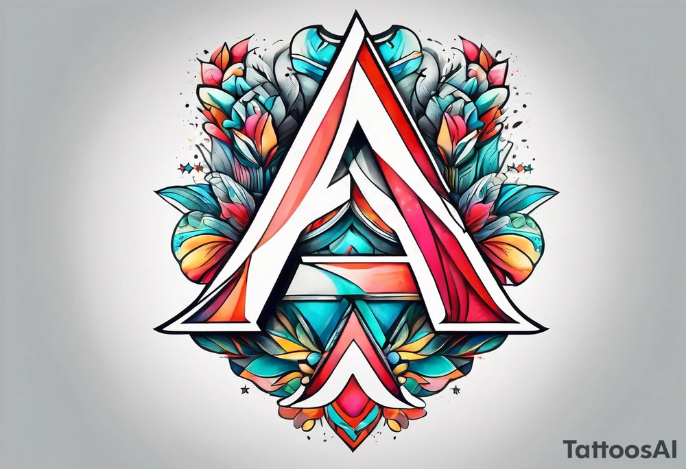 The letters AR together with the words always ready going down the side of the letters tattoo idea