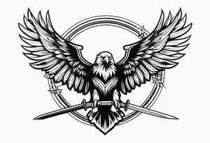 Eagle flying with sword tattoo idea
