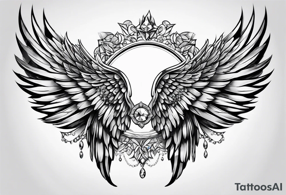 Diamond angel wings tattoo idea