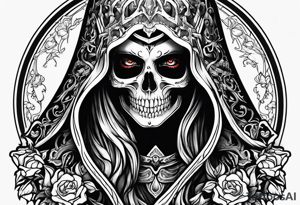lady skeleton grim reaper satan tattoo idea