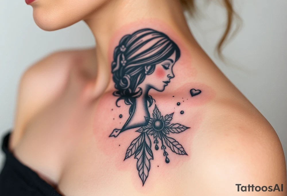 Can you design me a tattoo that represents a woman whose life has been shattered by broken trust, infidelitty, and alcoholism. But everyday she’s working at putting the pieces back together and is held together by her son, and hope for the future tattoo idea