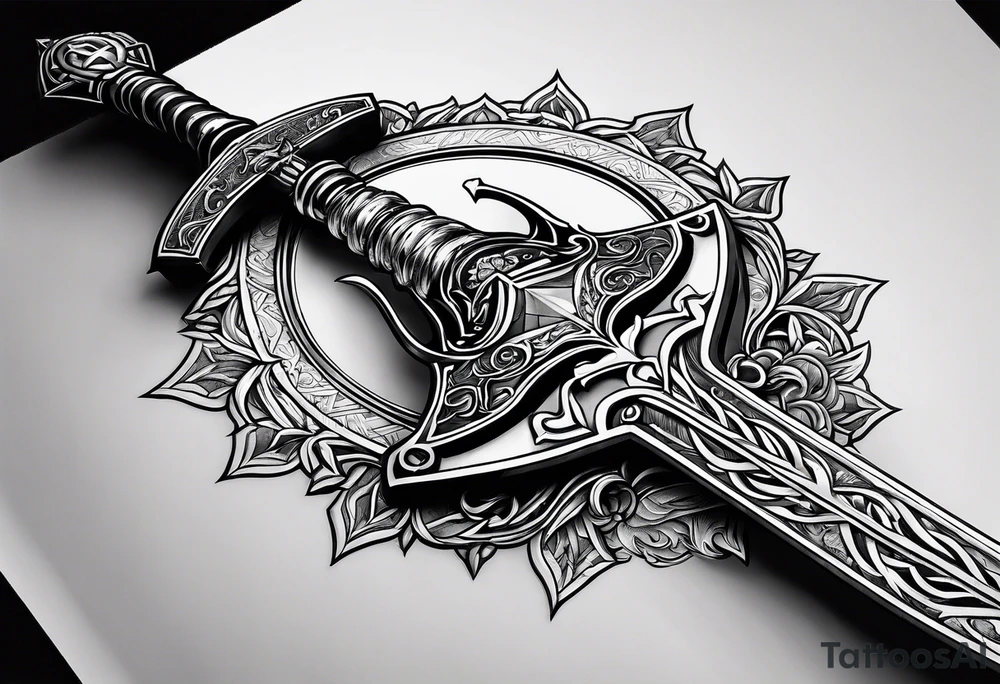 Valhalla sword ship tattoo idea