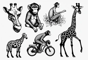Monkey riding a giraffe tattoo idea