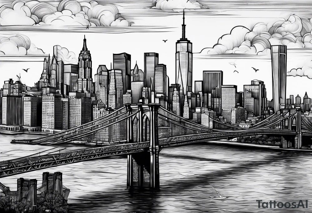 Brooklyn skyline outline tattoo idea
