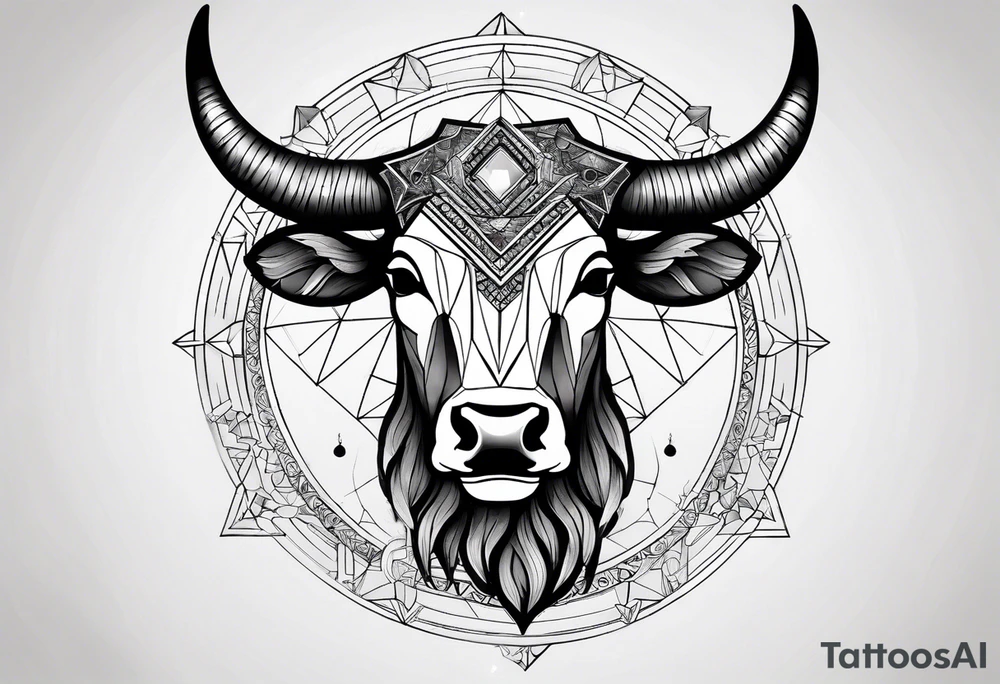 I want a geometric Taurus head with the planets positions on May 20th, 1989 tattoo idea