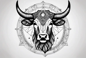 I want a geometric Taurus head with the planets positions on May 20th, 1989 tattoo idea