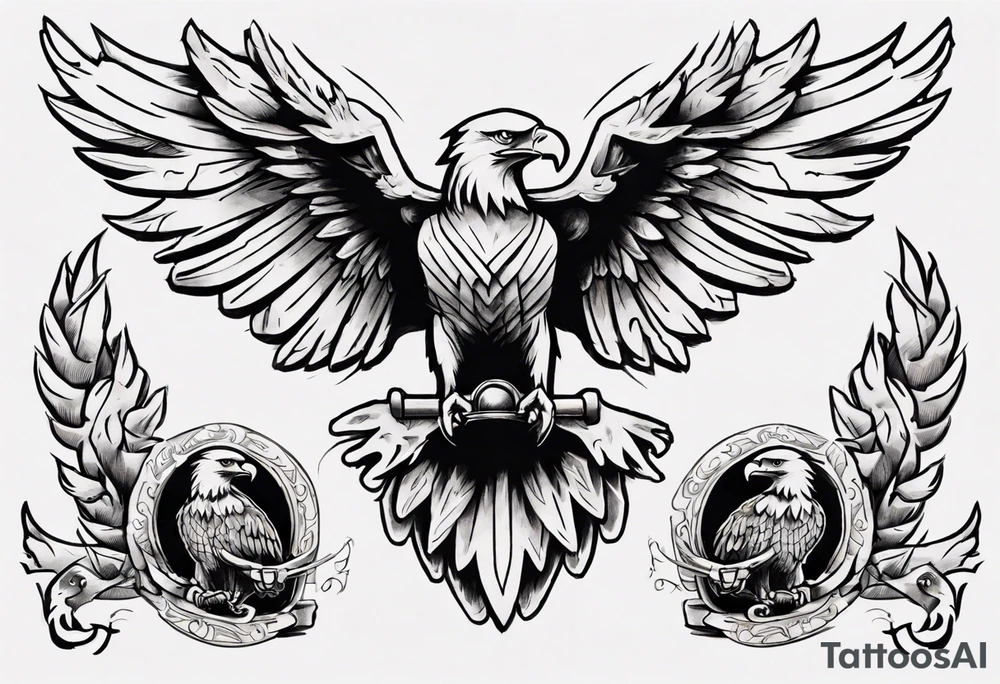 One sketch of an eagle in a traditional tattoo style tattoo idea