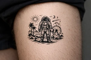 Coachella music festival, without the title of the festival, with astronaut tattoo idea