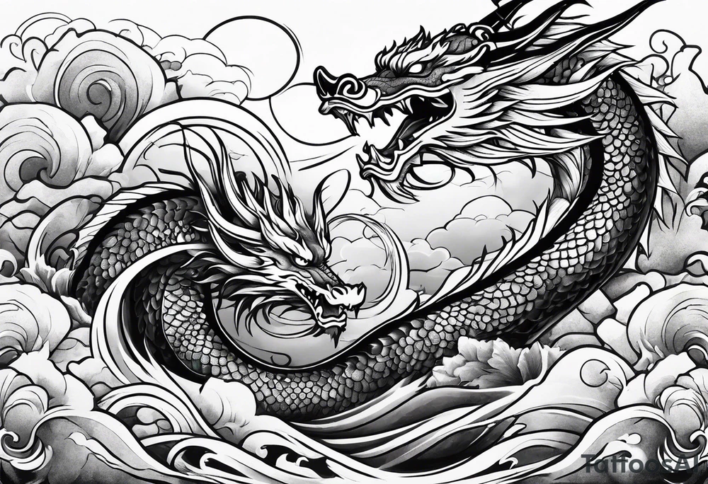 dragon and koi fish tattoo idea