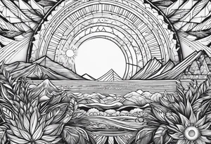 sun orbiting plantets in cosomos with starts in background tattoo idea