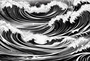 picture 8 by 8 centimeters of sea waves during a storm tattoo idea
