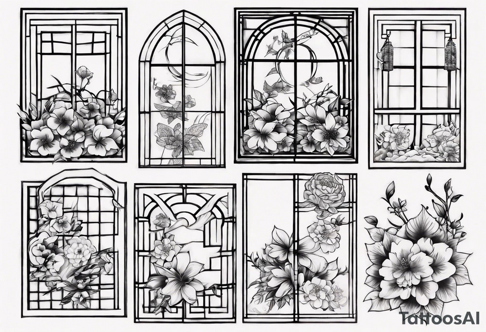 flower in a window tattoo idea