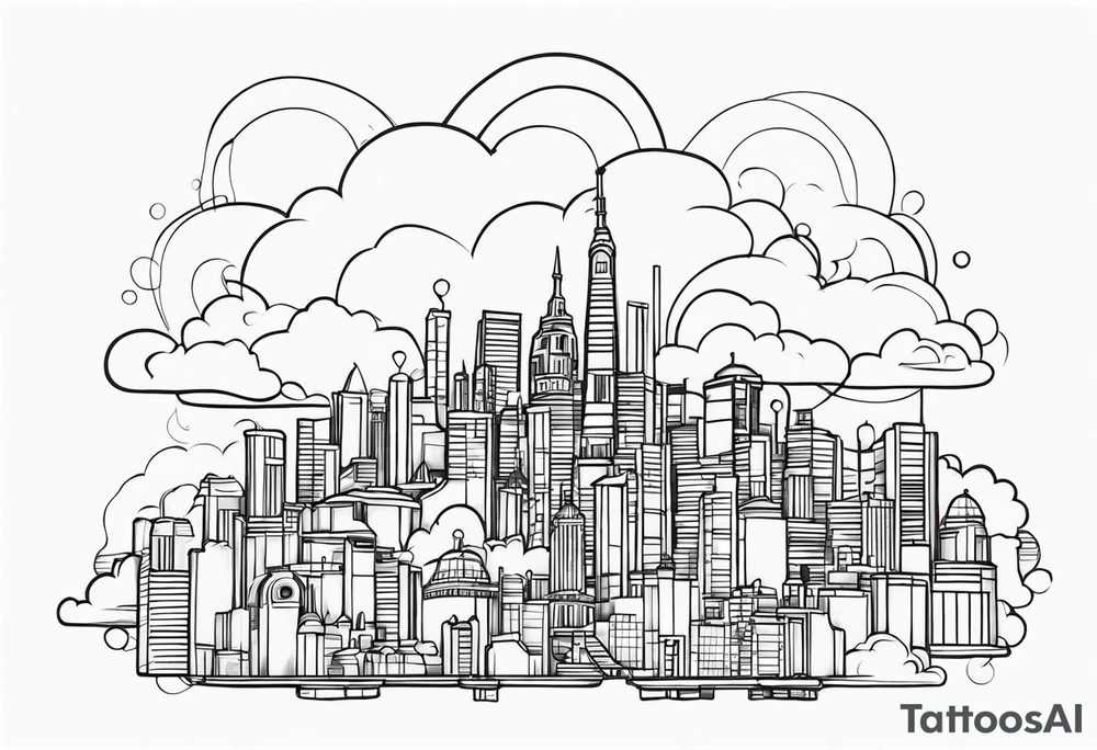 cloud town tattoo idea