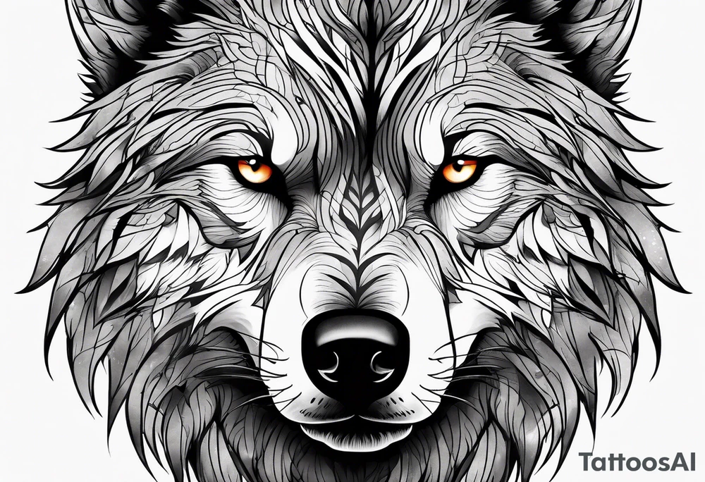 dark wolf tattoo idea