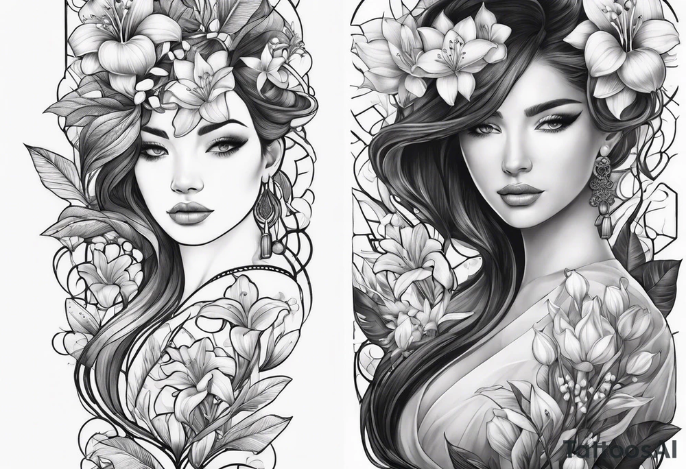 2 Clocks, banyan tree, lily of the valley, protector, strong, shoulder tattoo idea