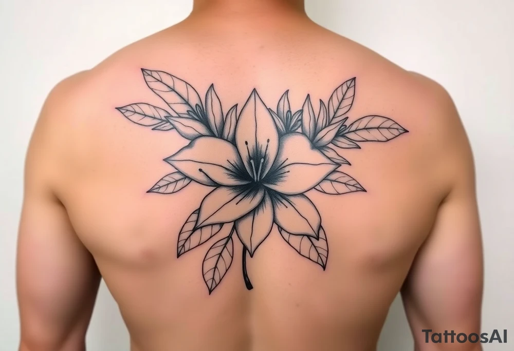 Beautiful cohesive mixture of the following: sampugita flower, anahaw (Livistona rotundifolia), ylang ylang tattoo idea