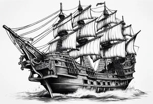 A pirate ship tattoo idea