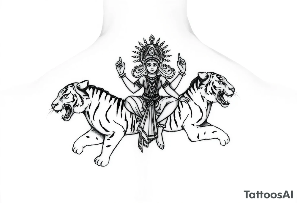 Durga on tigers tattoo idea