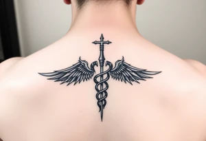 Gothic emo thorns Caduceus tattoo but keep it simple make cool wings tattoo idea