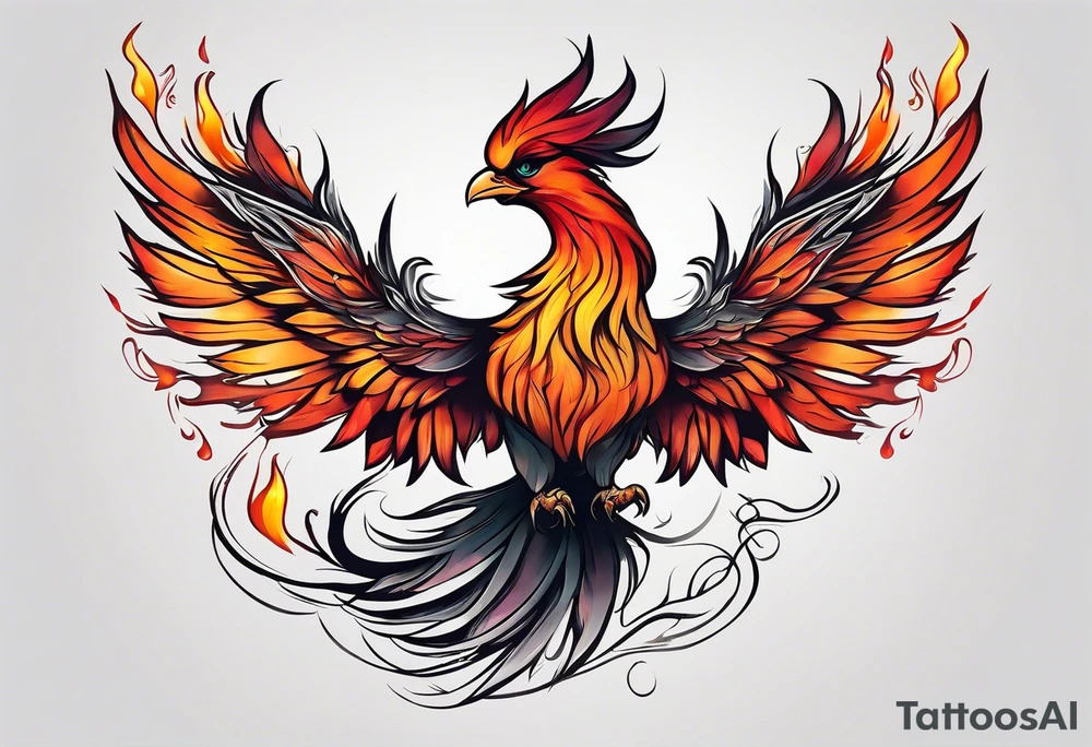 little pheonix in fire tattoo idea