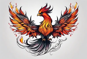 little pheonix in fire tattoo idea