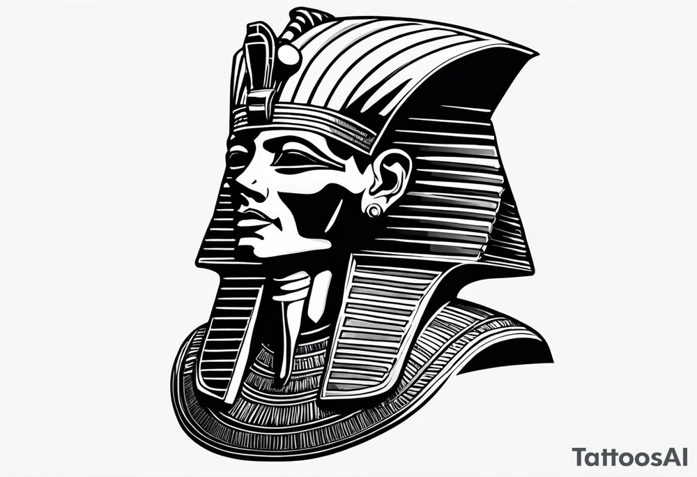 I want a Egyptian pharaoh skeleton in a headress facing the side full realistic detail for a tattoo tattoo idea
