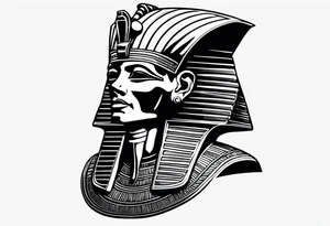 I want a Egyptian pharaoh skeleton in a headress facing the side full realistic detail for a tattoo tattoo idea