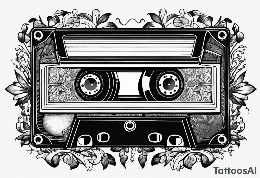 cassette tape with large label tattoo idea