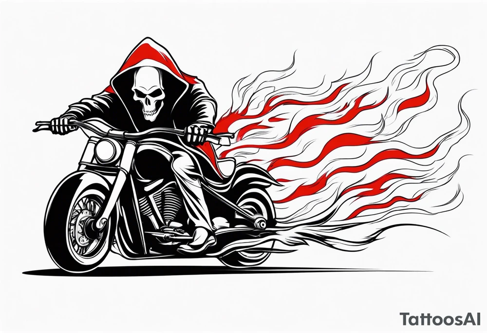 Grim Reaper on motorcycle, on fire, red eyes tattoo idea Grim Reaper on motorcycle, on fire, red eyes tattoo idea