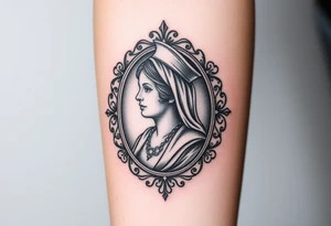 Beautiful antique large cameo with old fashioned nurse with nurse hat in the cameo tattoo idea