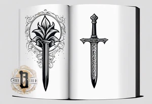 Book with dagger tattoo idea
