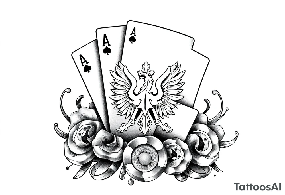 Poland symbol and poker cards Add casino money to it. tattoo idea
