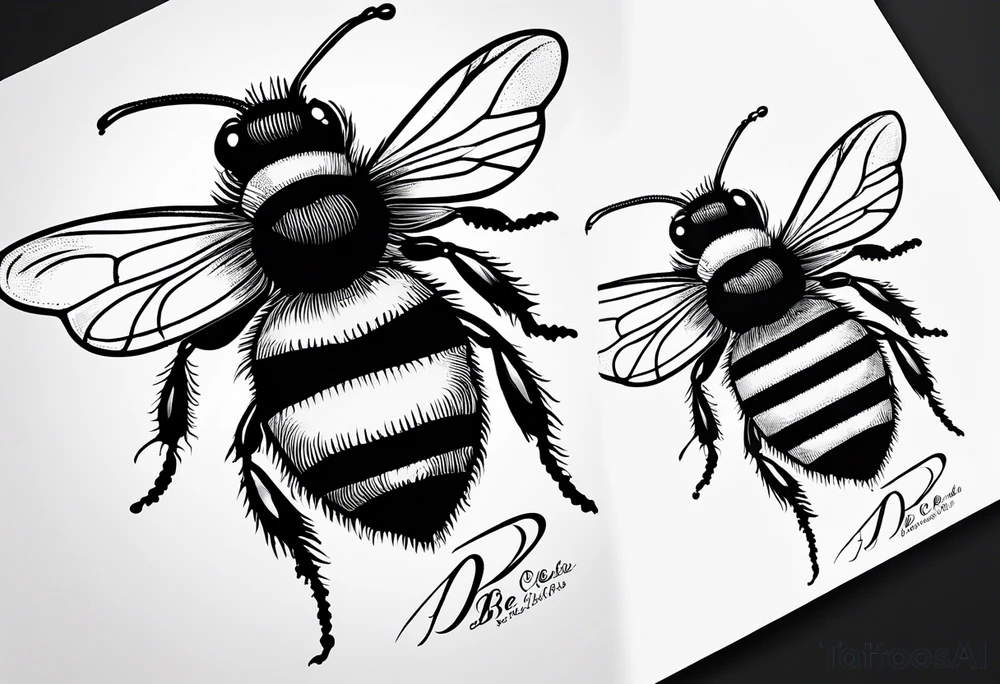 A bee symbolizing facing fears and best friendship with the letter b next to it tattoo idea