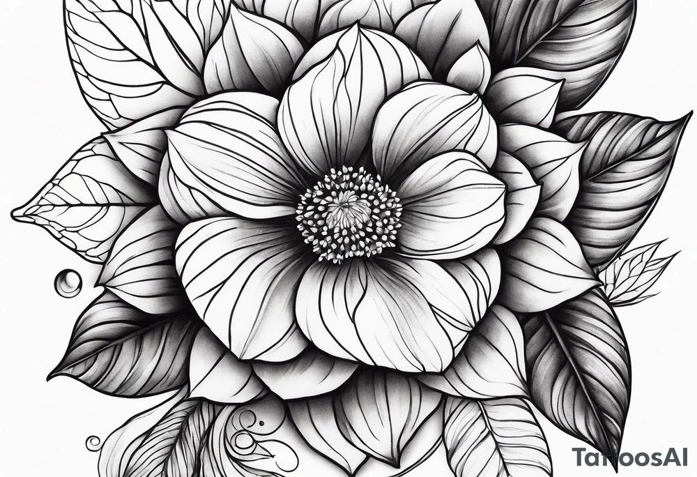 Front knee tattoo with fall colors, flowers, leaves, water flow tattoo idea