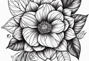 Front knee tattoo with fall colors, flowers, leaves, water flow tattoo idea