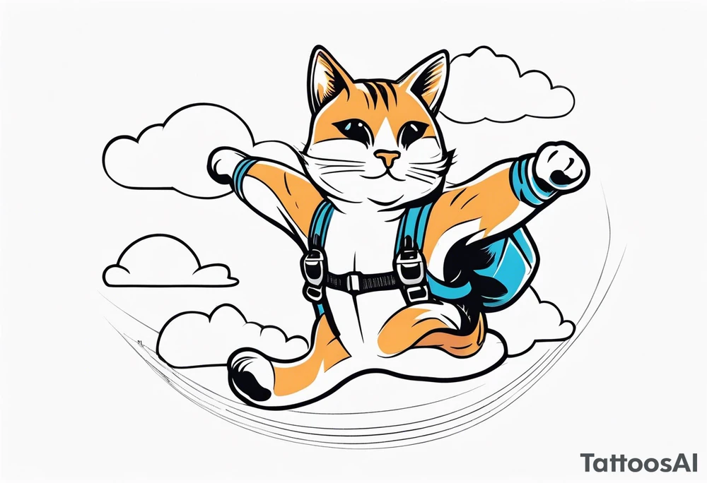 skydiving cat tattoo idea
