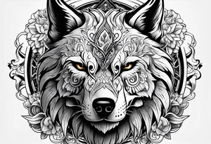Skull wolf tattoo idea