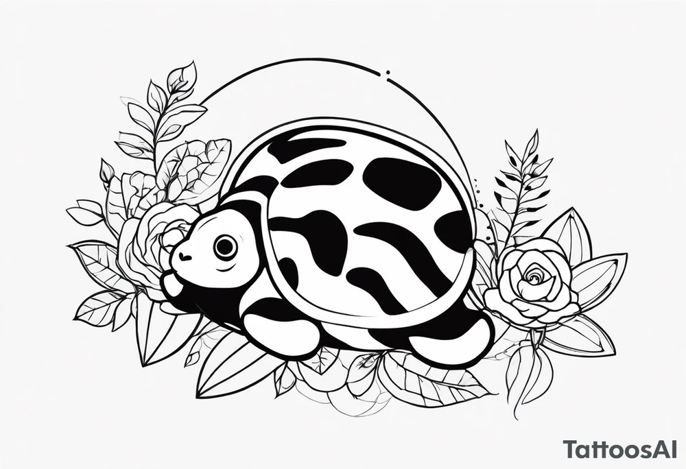 Com flores, tartaruga, tigre, sol, lua, borboletas tattoo idea