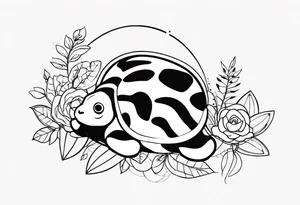 Com flores, tartaruga, tigre, sol, lua, borboletas tattoo idea