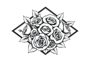 Small Roses filing up the inside of an elongated diamond shape tattoo idea