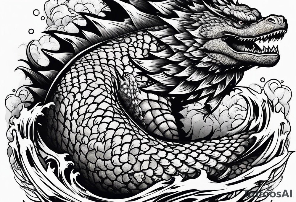 Godzilla and a Koi fish tattoo idea
