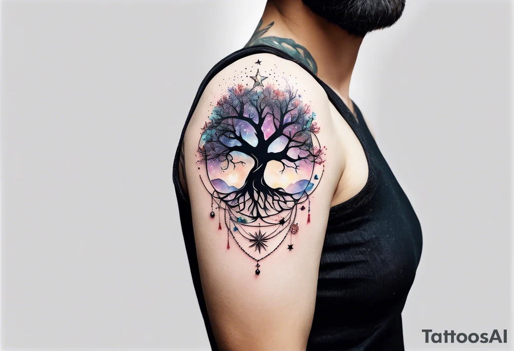 Constellation, tree , snowflake tattoo idea