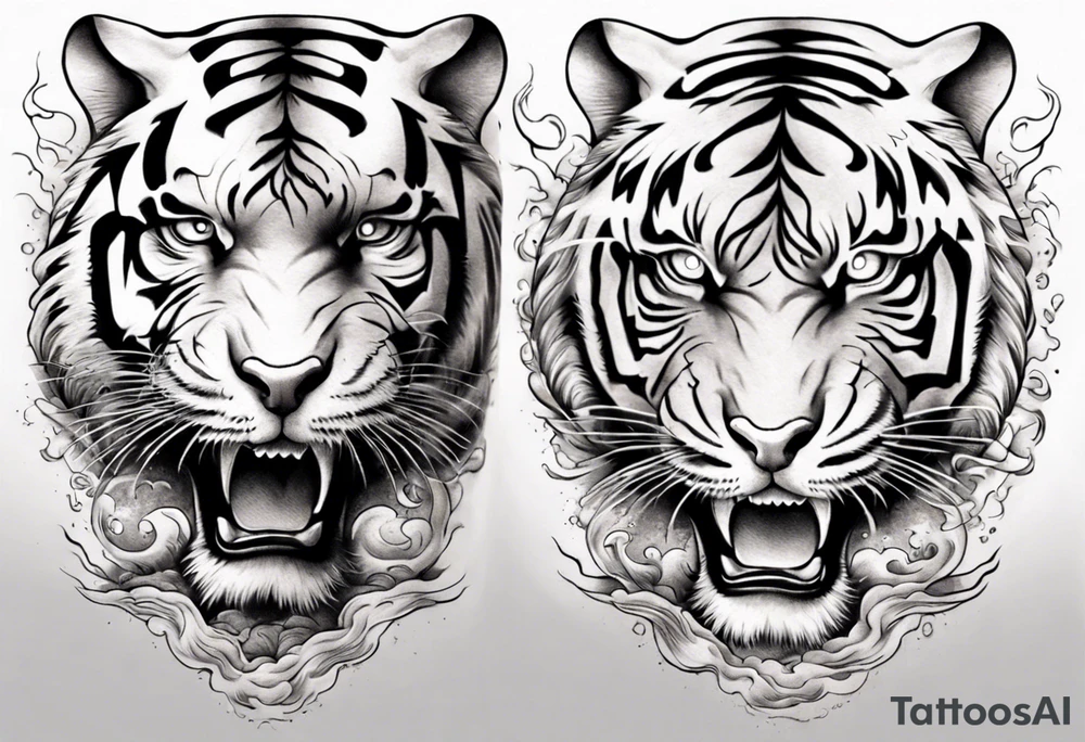 Tiger sleeve tattoo with lightning and the sun
Forearm sleeve tattoo idea