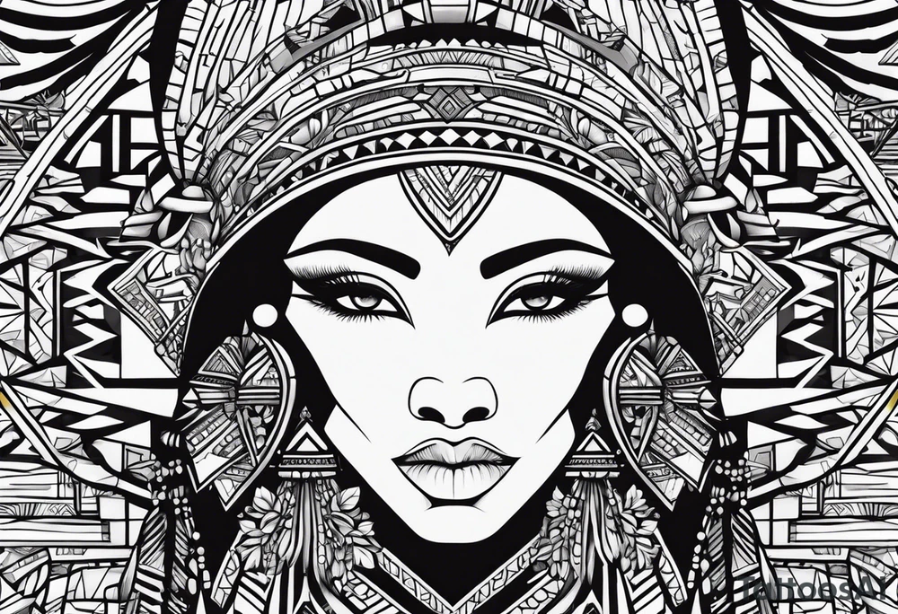 african, cultural, animal tattoo, abstract tattoo idea