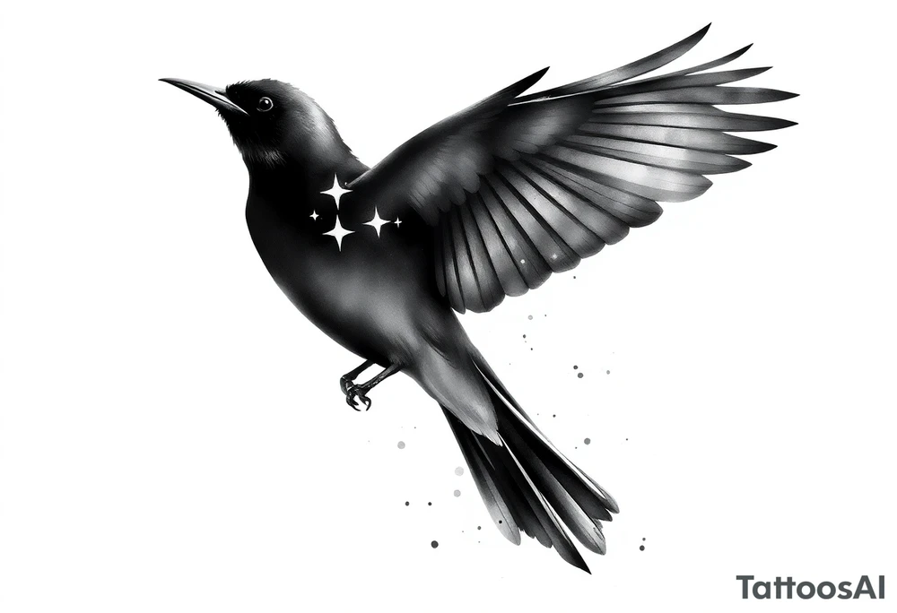 Male European Blackbird flying tattoo idea tattoo idea