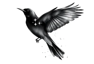 Male European Blackbird flying tattoo idea tattoo idea