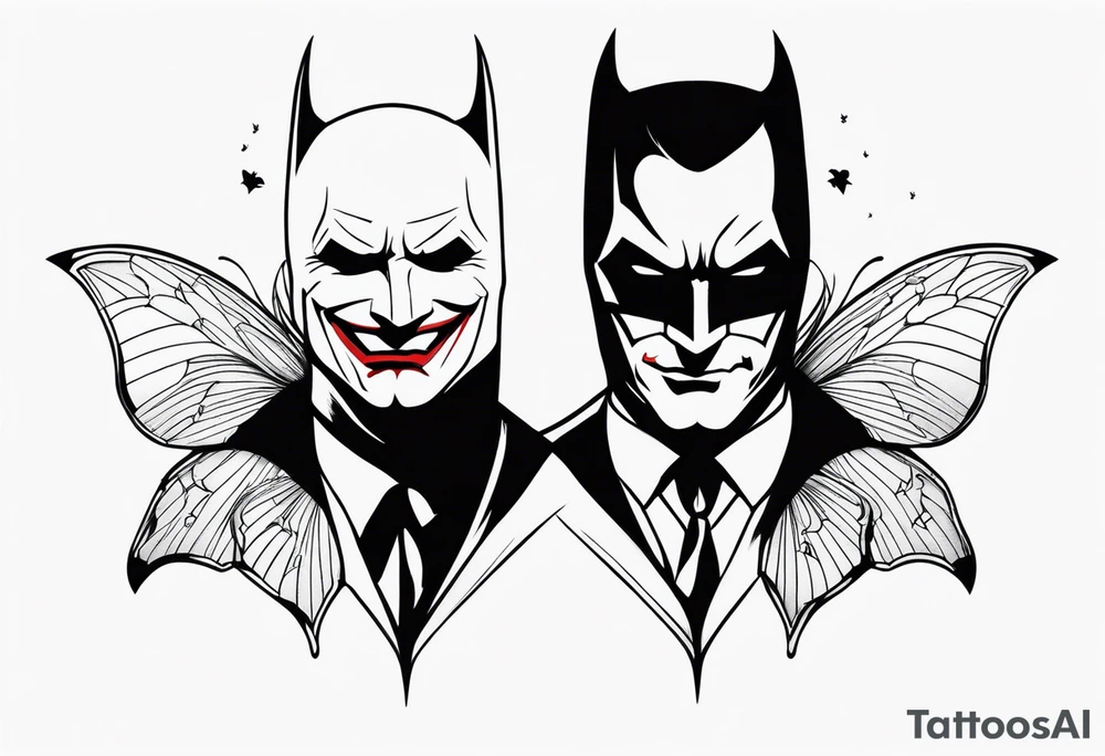Batman and Joker tattoo with butterflies tattoo idea