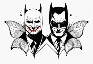 Batman and Joker tattoo with butterflies tattoo idea