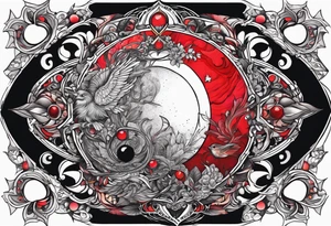eclipse, vibrant colors (reds and blacks), end of world tattoo idea