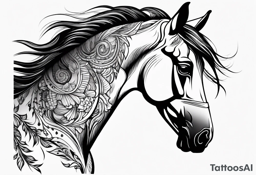 Line tattoo of a horse tattoo idea